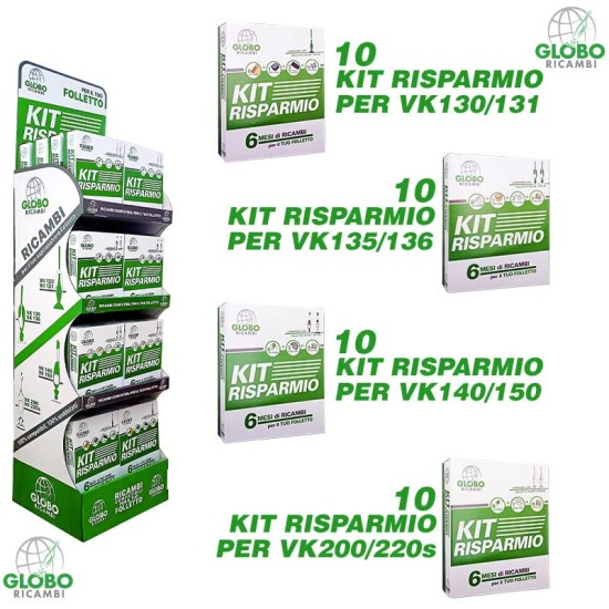 Fornitura completa Kit Ricambio con espositore - Globo Ricambi -Ricambi folletto