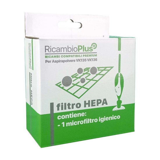 Filtro HEPA in Fibra di Vetro  compatibile Folletto  K135 VK136 Ricambio Plus+ per 