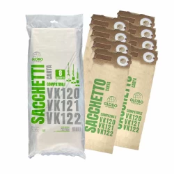 GloboRicambi - 8 sacchetti in carta per Folletto VK120-121-122  