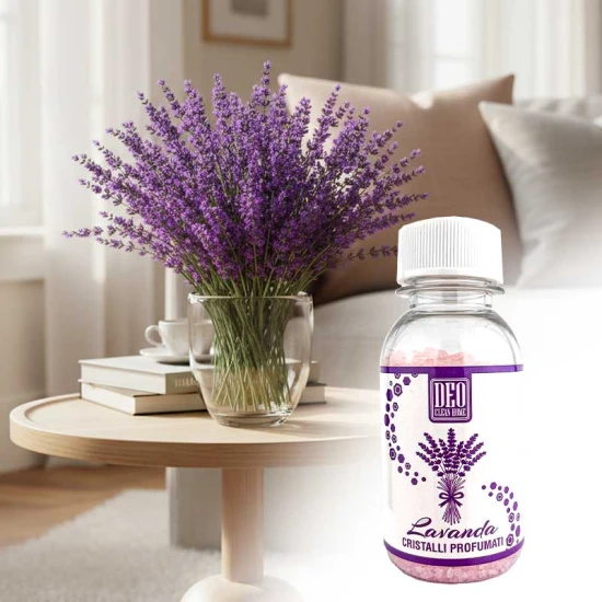 Bottiglia di cristalli profumati fragranza lavanda