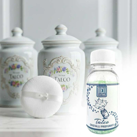 boccetta di cristalli per la profumazione fragranza talco