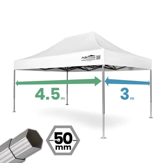 Gazebo professionale richiudibile 3x4,5 metri struttura esagonale Ø 50 mm