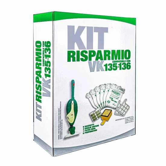 Kit risparmio sacchetti per Folletto VK135 VK136 Ricambi Compatibili Folletto