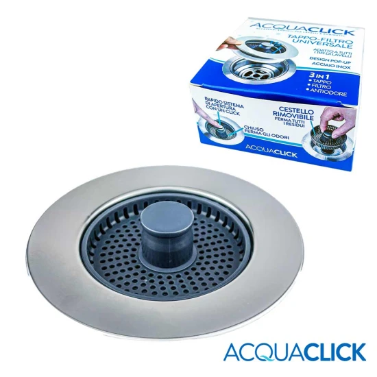 Tappo Universale Lavello 3 in 1 AcquaClick con Filtro