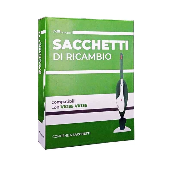 NUOVA LINEA Sacchetti 6 pezzi in scatola per Folletto vk135 vk136 2022 Ricambi Compatibili Folletto