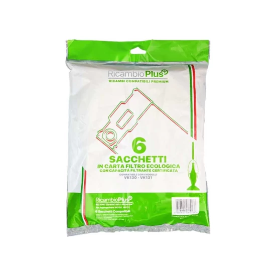 Sacchetti 8 pezzi in busta per Folletto VK130 131- RICAMBIO PLUS RP+ per VK130 131