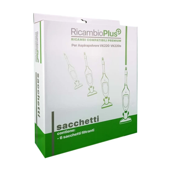 Sacchetti filtranti Ricambio Plus+ per VK200 e VK220s RP+ per VK200 220s