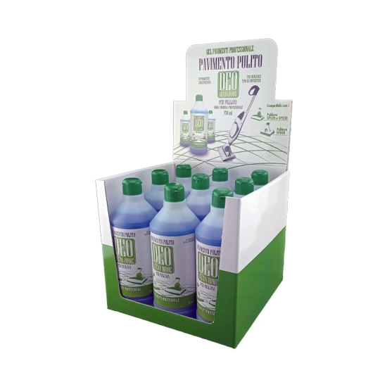Pavimento Pulito Box - 9 flaconi da 750 ml OMAGGIO ESPOSITORE DA BANCO Ricambi SP520