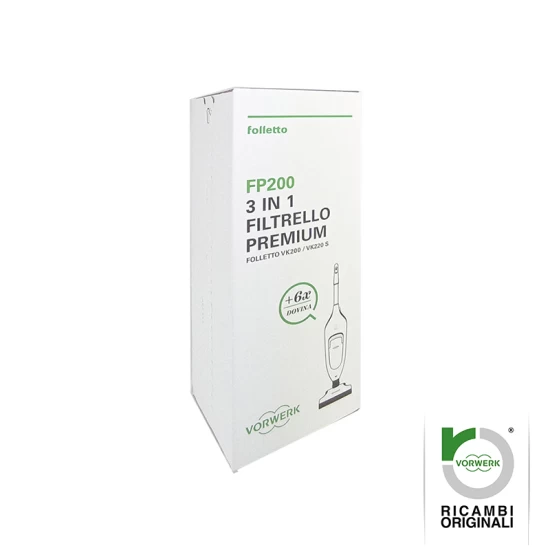 Filtrello Premium FP200 con Dovina per VK 200 - 220s Folletto ORIGINALE - 75268 -  01138  Ricambi Originali VK220s